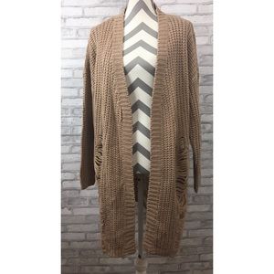 Planet Gold Plus distressed cardigan 2X